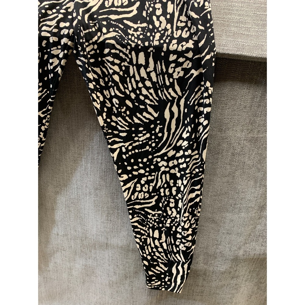 Peyton Jensen Jumpsuit Womens Medium Black Beige Animal Print Spaghetti Straps - Picture 6 of 14